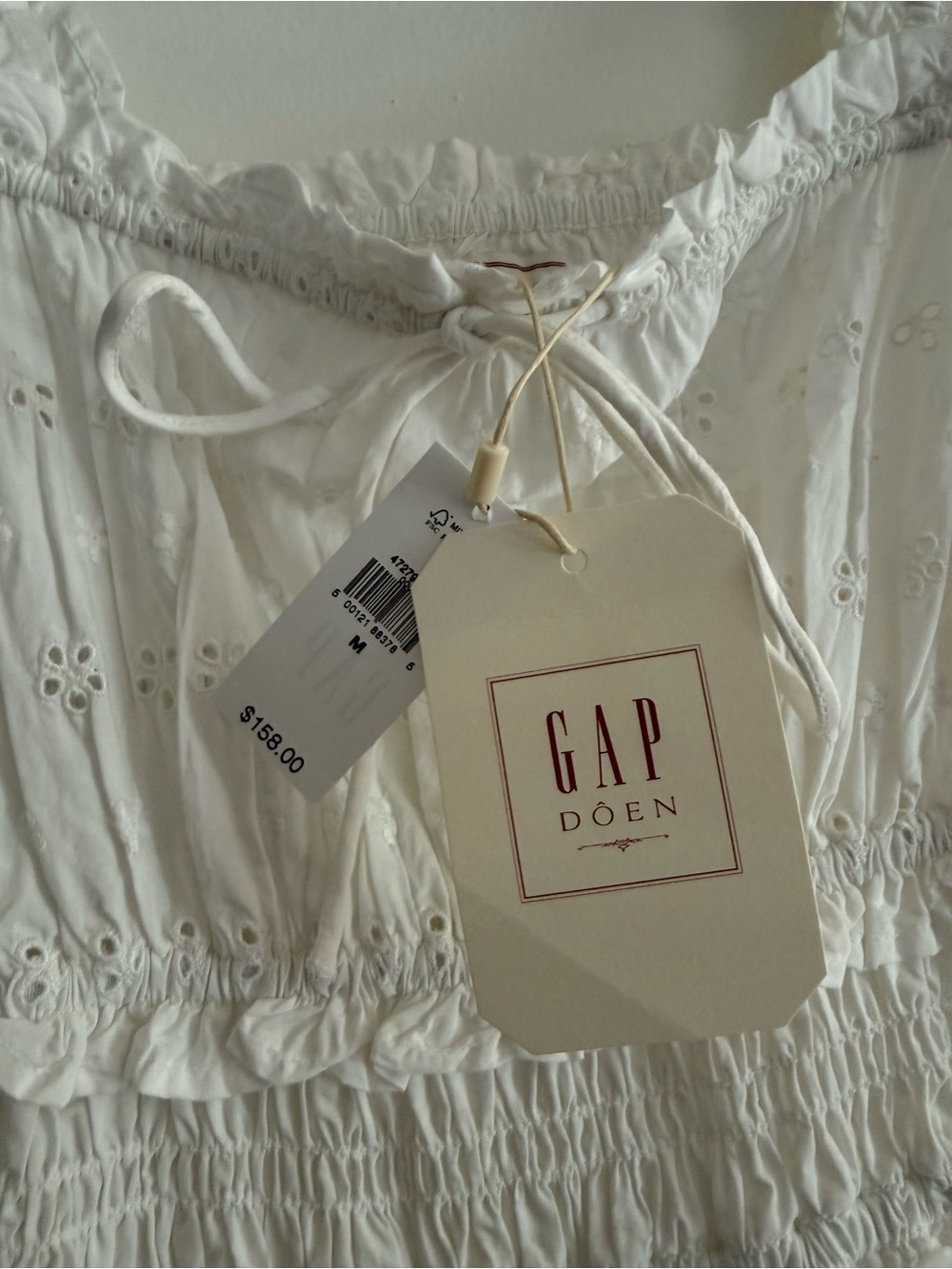 NWT Gap x Doen White Eyelet Smocked Sundress with Ruffled Straps - Picture 9 of 10